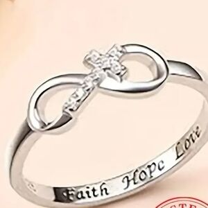Sterling Silver (925) Infinity Ring with Crystals